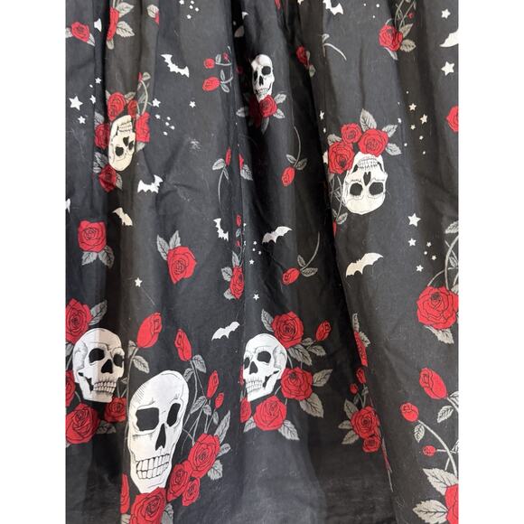 Hell Bunny Rockabilly Fit & Flare Swing Dress Skull Bats Goth Halloween Size M - Picture 2 of 3